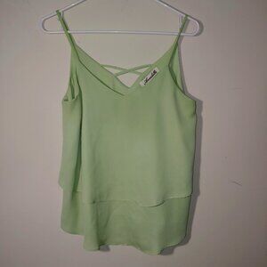 Annabella Spaghetti Straps Layered Camisole Top Size M Lime Green